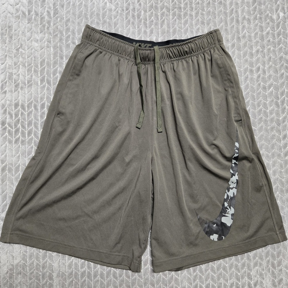 Nike Shorts Mens Large Fly Splinter Dri Fit Training Athletic Gym Cargo Khaki
